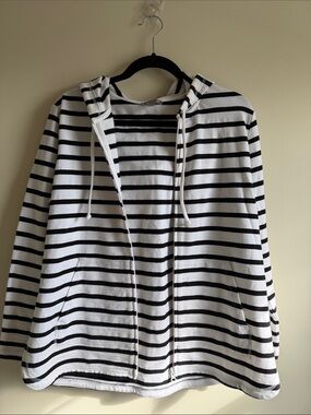 Talbots Black and White Striped Top
